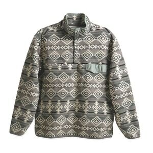 Southern Grit Men's Gray Snap Neck Fleece Pullover Sweater Size Large Aztec